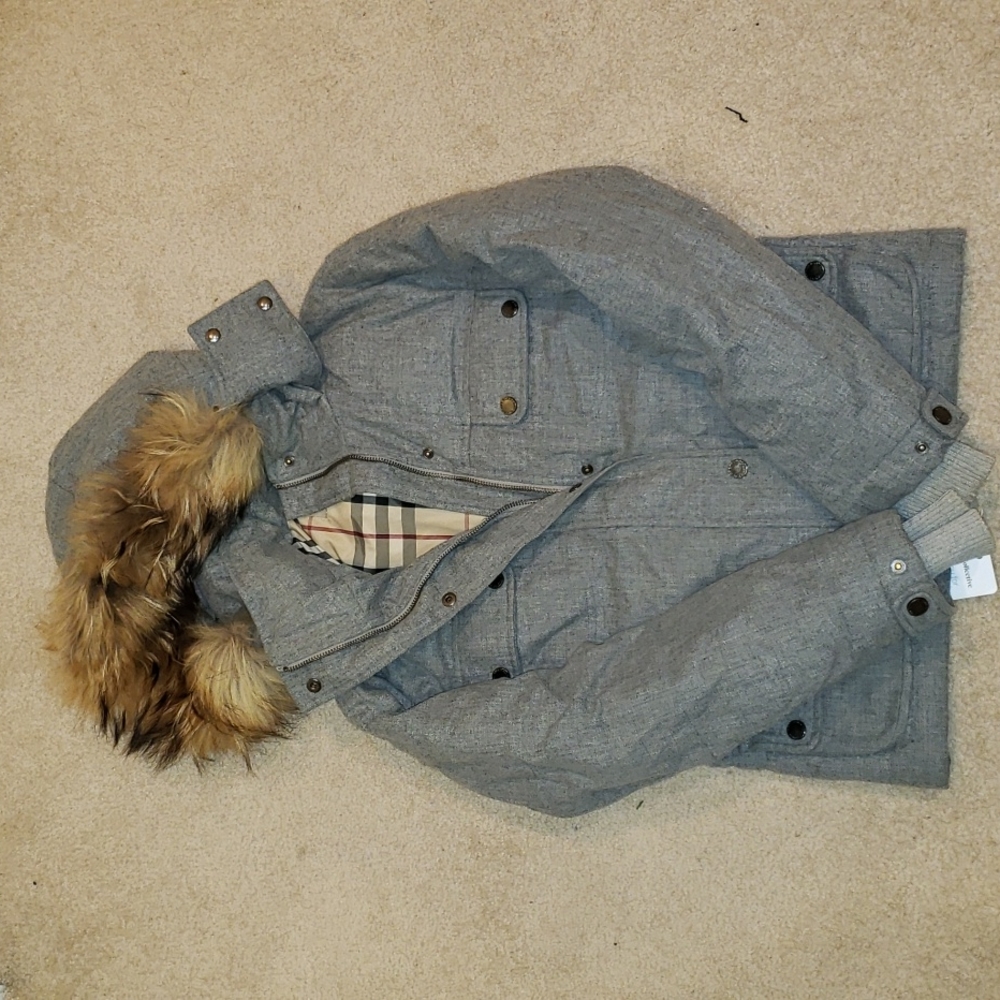 Burberry hooded winter coat. - Picture 2 of 13